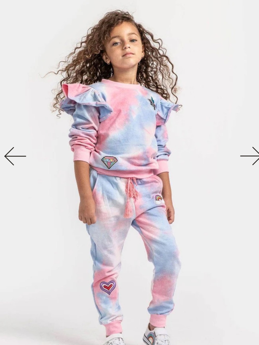 NWOT Lola and the Boys Girls' Tie-Dye Ruffle Patch Jogger Set, Size 14